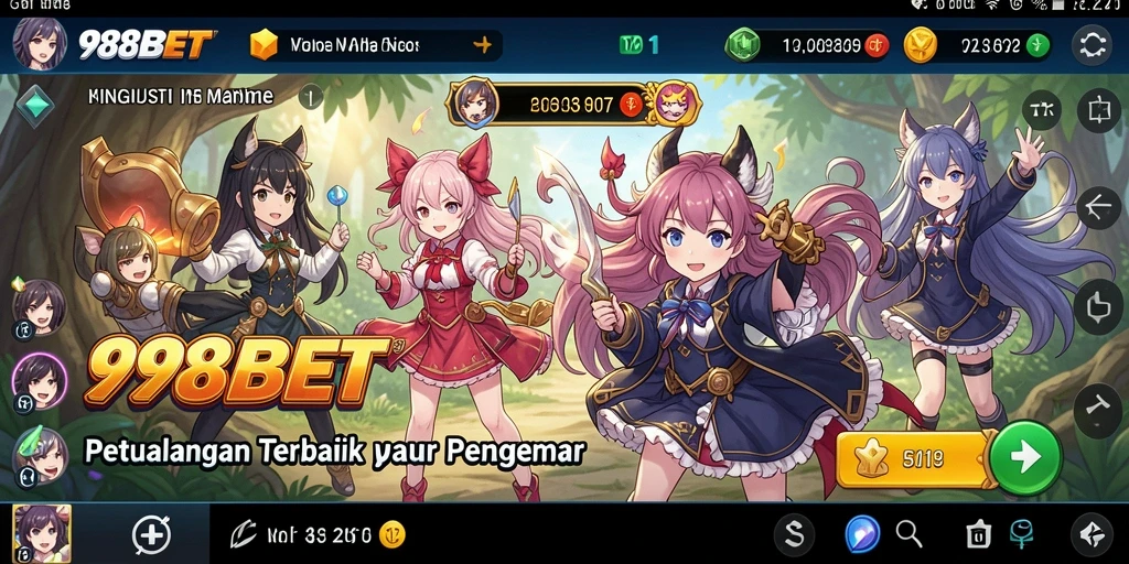 Screenshot gameplay 988BET dengan karakter Anime menarik.