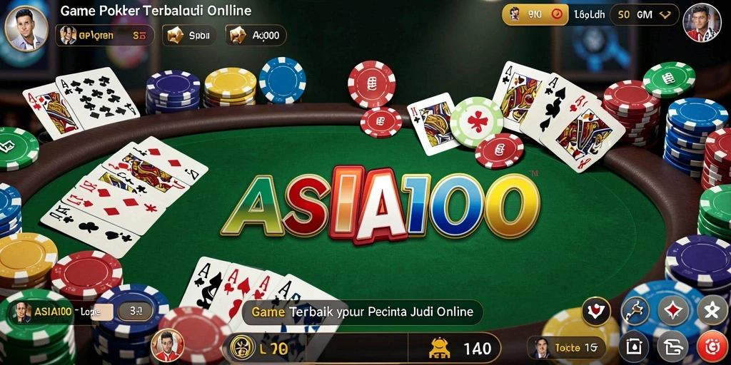 Tampilan gameplay ASIA100 dengan aksi poker yang mendebarkan.
