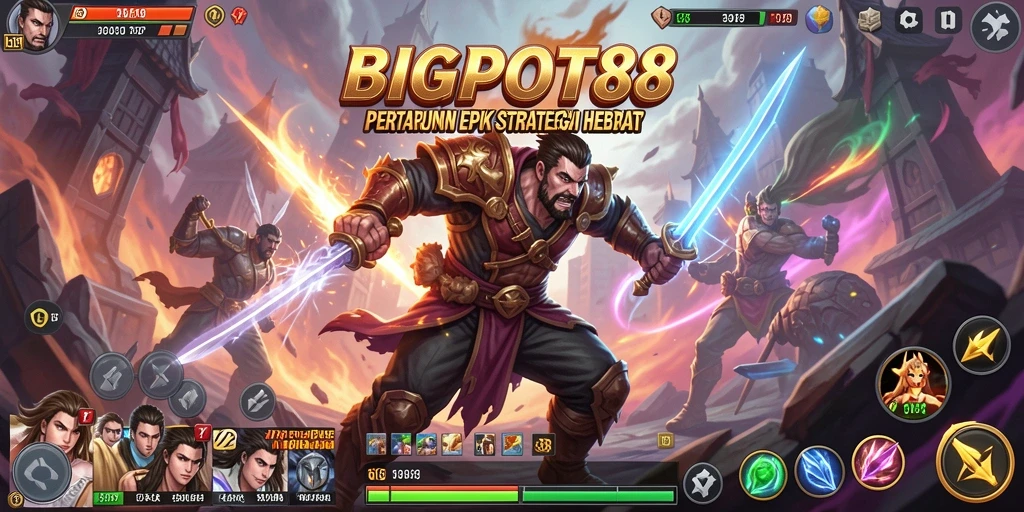 Tampilan gameplay pertarungan epik di BIGPOT88 yang mengagumkan.