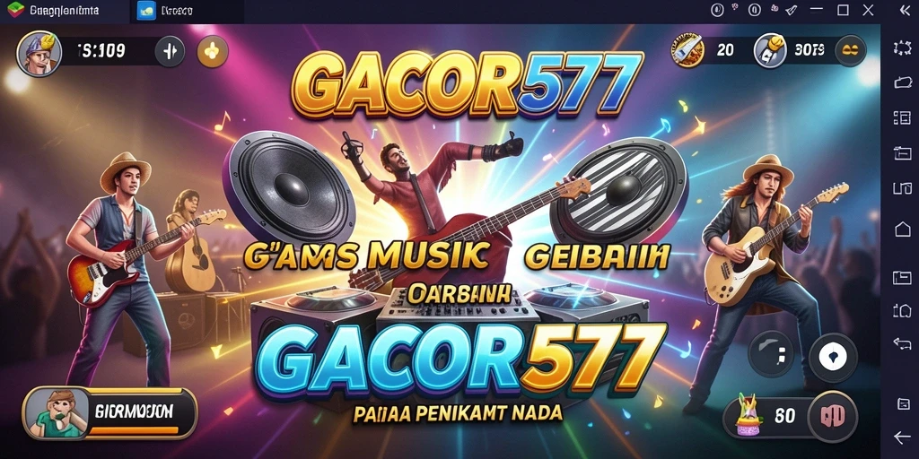 Screenshot GACOR577 menampilkan gameplay seru dengan irama musik.