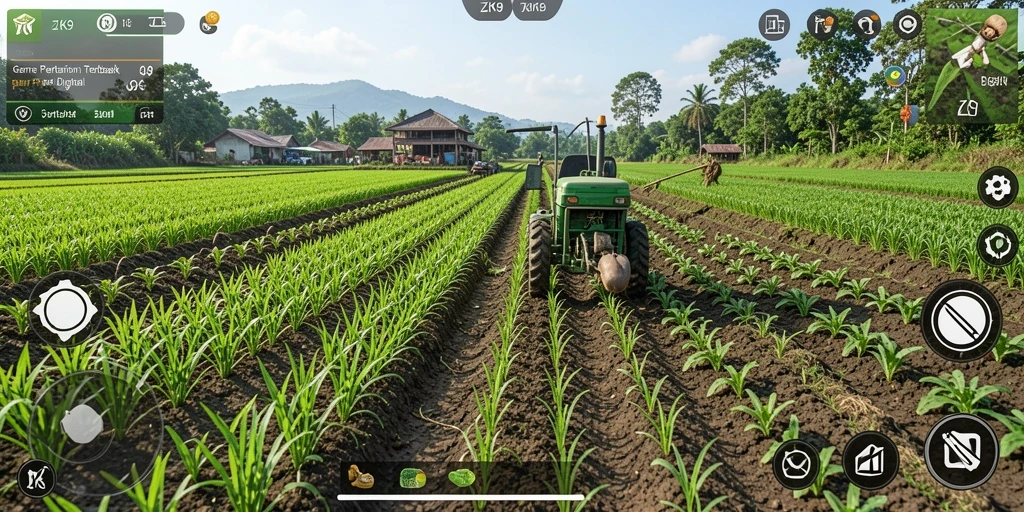 Gambaran menggembirakan dari gameplay ZK9 dengan kegiatan bertani.
